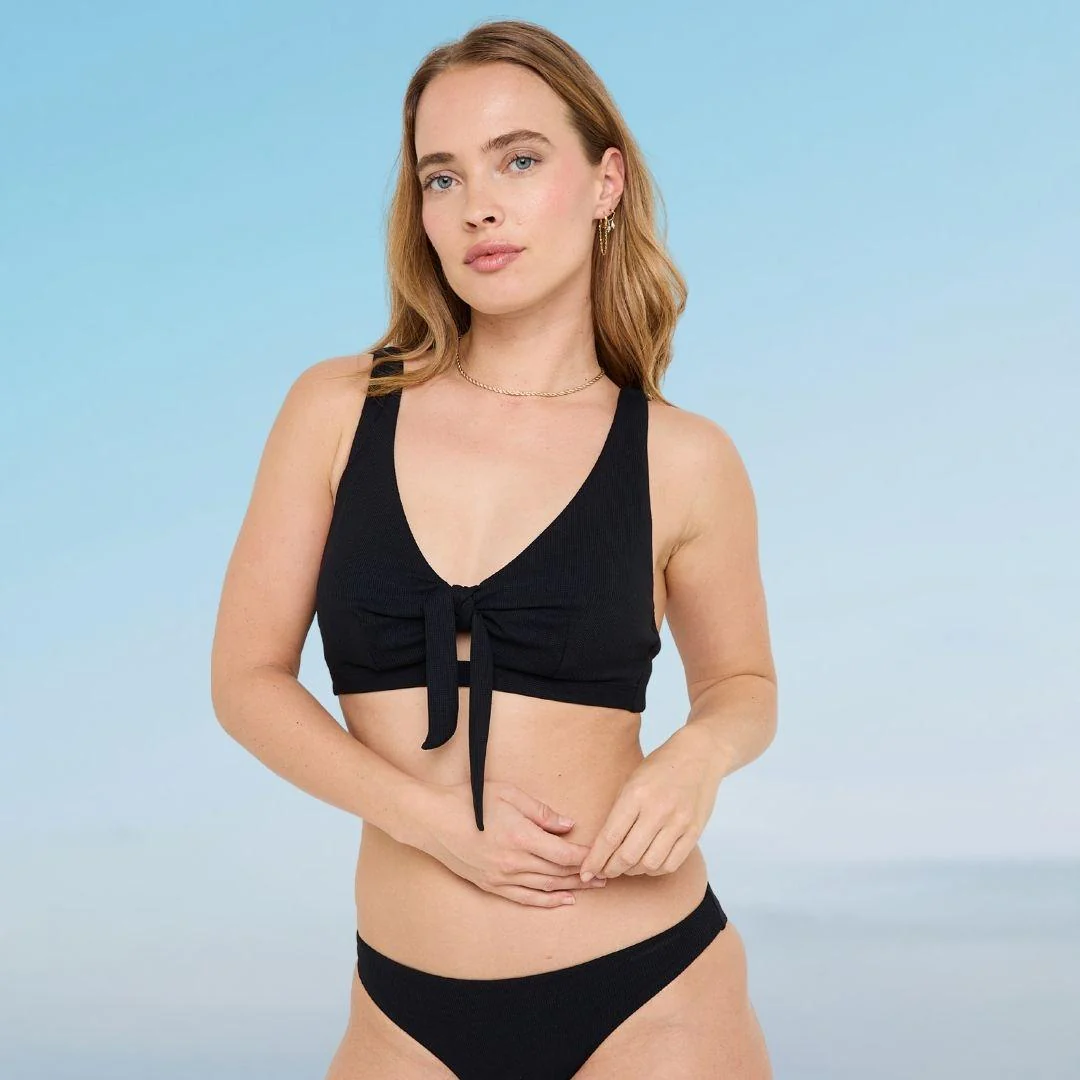 Haut de maillot de bain post-opératoire noir Malou